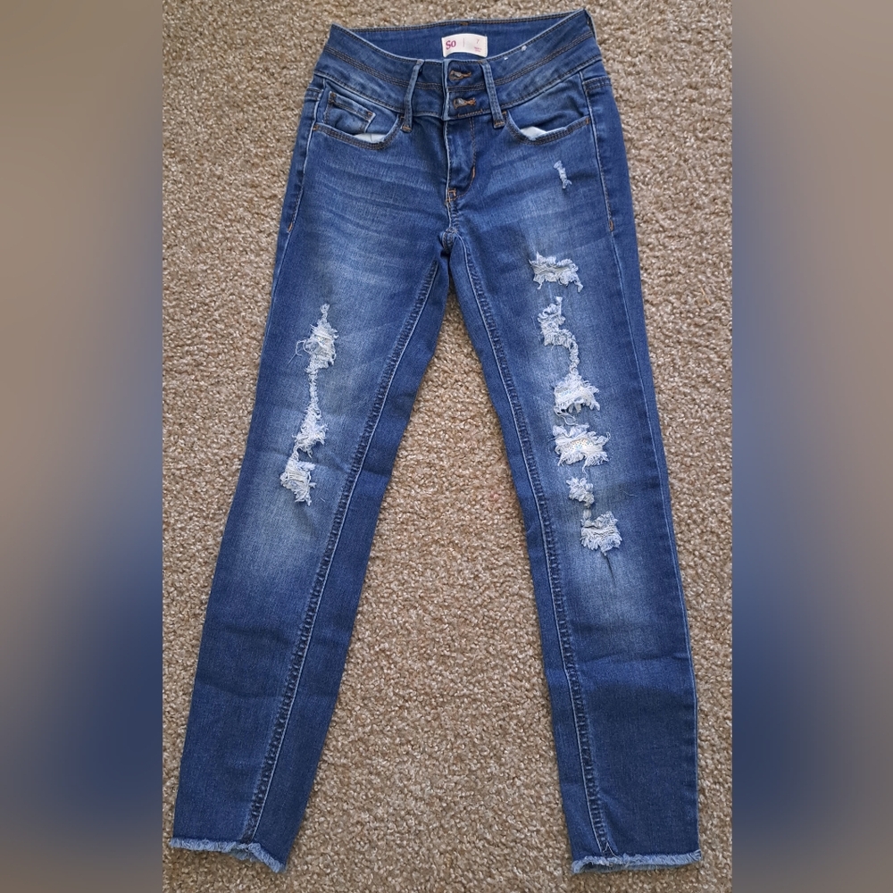 SO Blue Distressed Denim Jeans